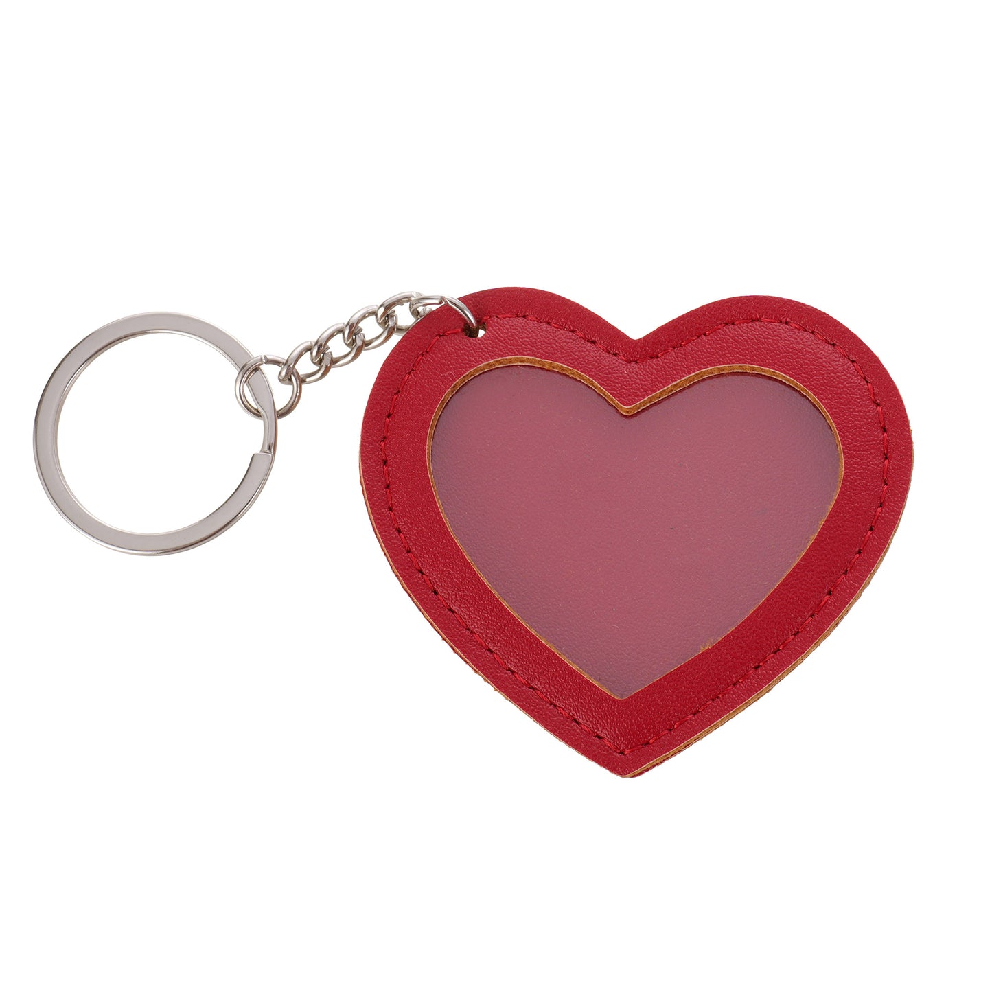 Leather keychain with HEART photo insert