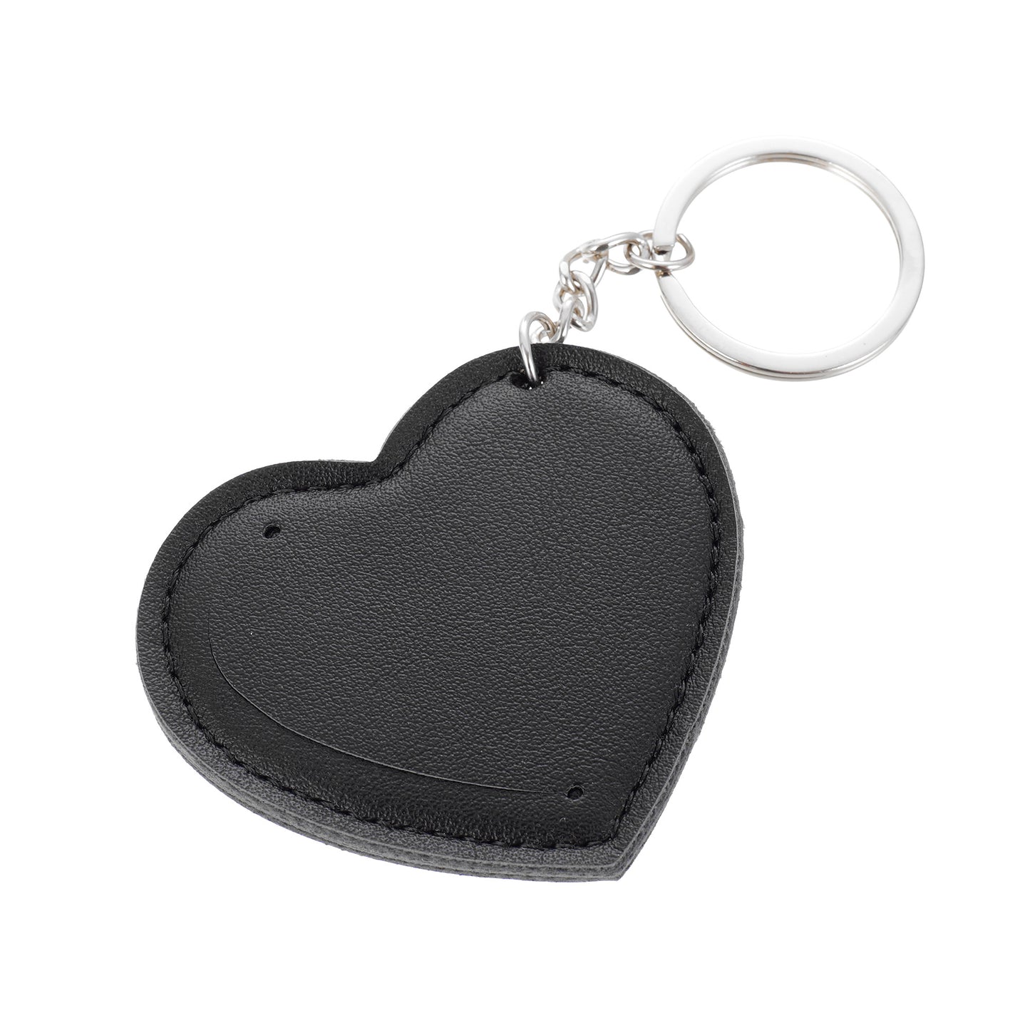Leather keychain with HEART photo insert