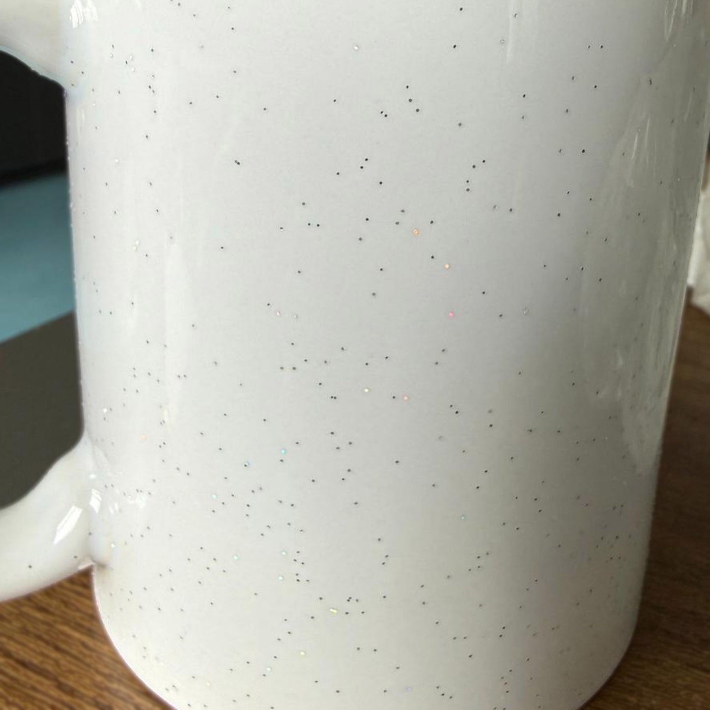 Cana alba sublimare GLITTER + cutie individuala A01601 - Green Print