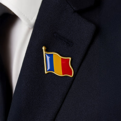 Pin metalic auriu steag ROMANIA
