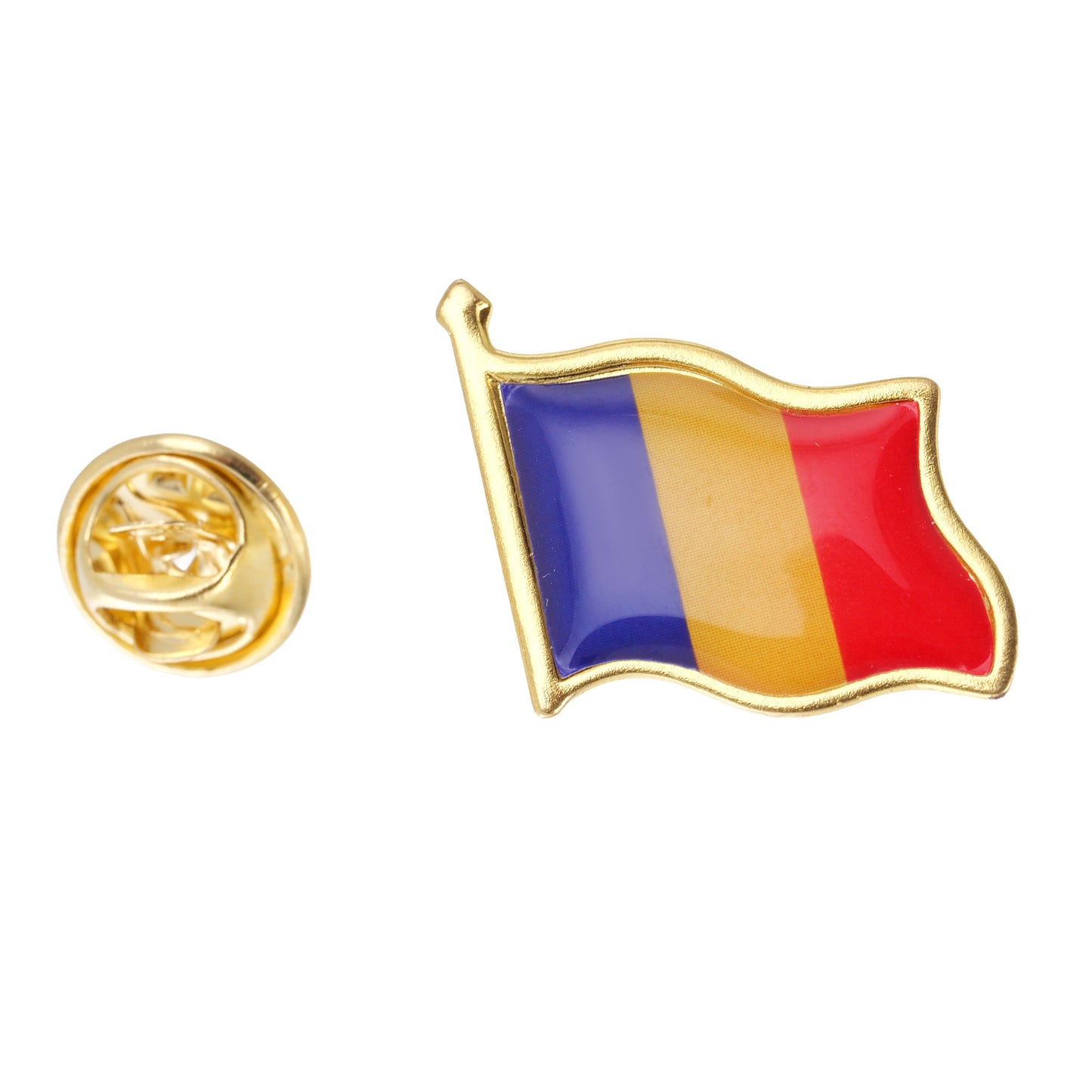 Pin metalic auriu steag ROMANIA