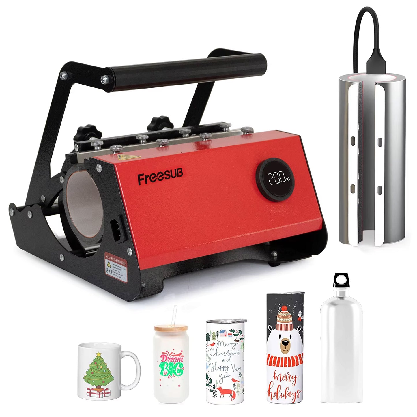 FreeSub heat press with tall sleeve (2 cups / bottles)