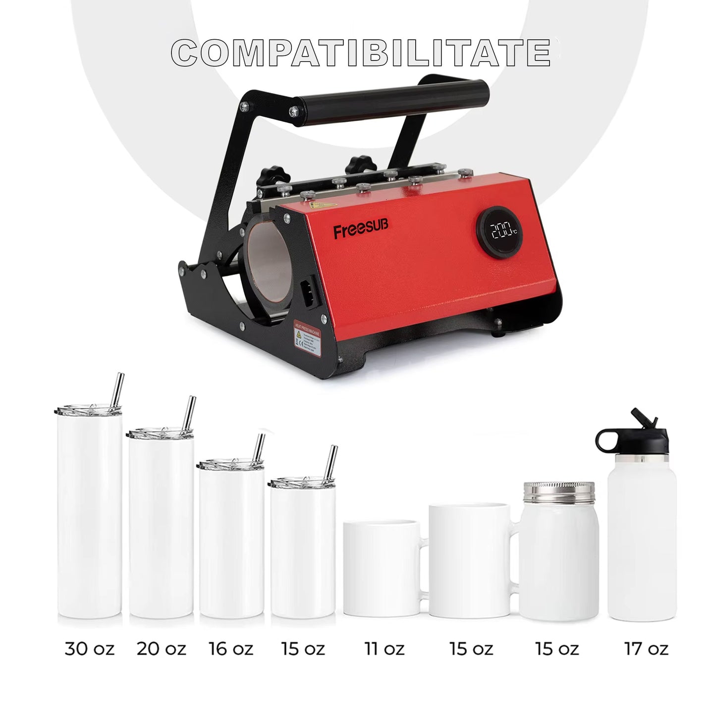 FreeSub heat press with tall sleeve (2 cups / bottles)