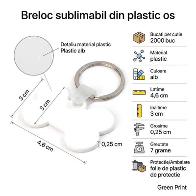 Breloc sublimabil din plastic os SW650105 - Green Print