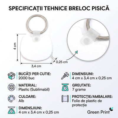 Breloc sublimabil din plastic pisica SW650106 - Green Print