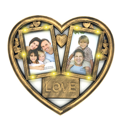 Rama foto colaj cu lumini HEART 2 poze