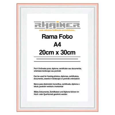 Rama foto Barcelona alb+auriu rose A4
