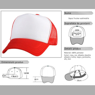 Sapca albastru deschis sublimabila Trucker