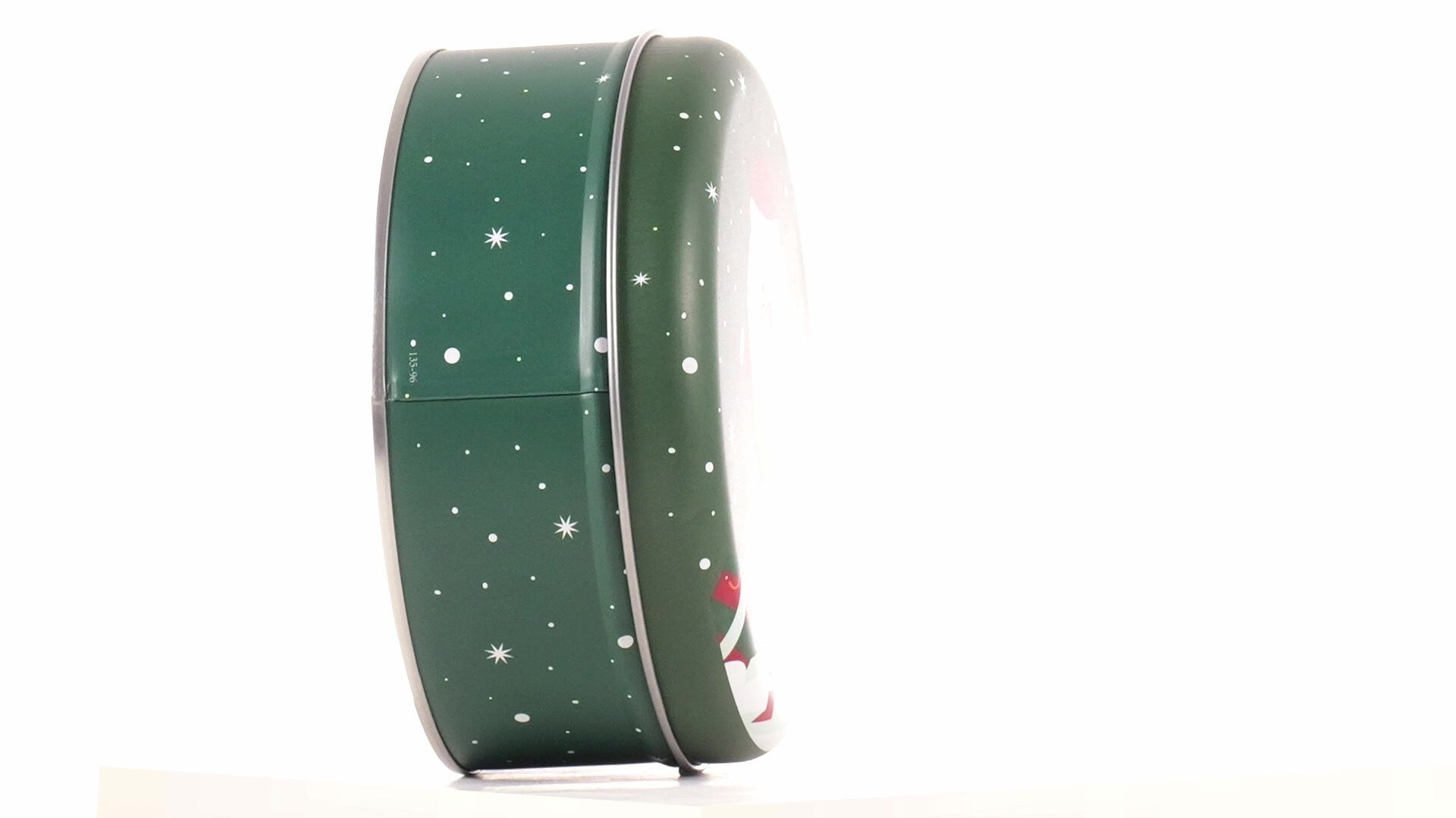 Cutie metalica rotunda verde cu model Mos Craciun XM724624 - Green Print