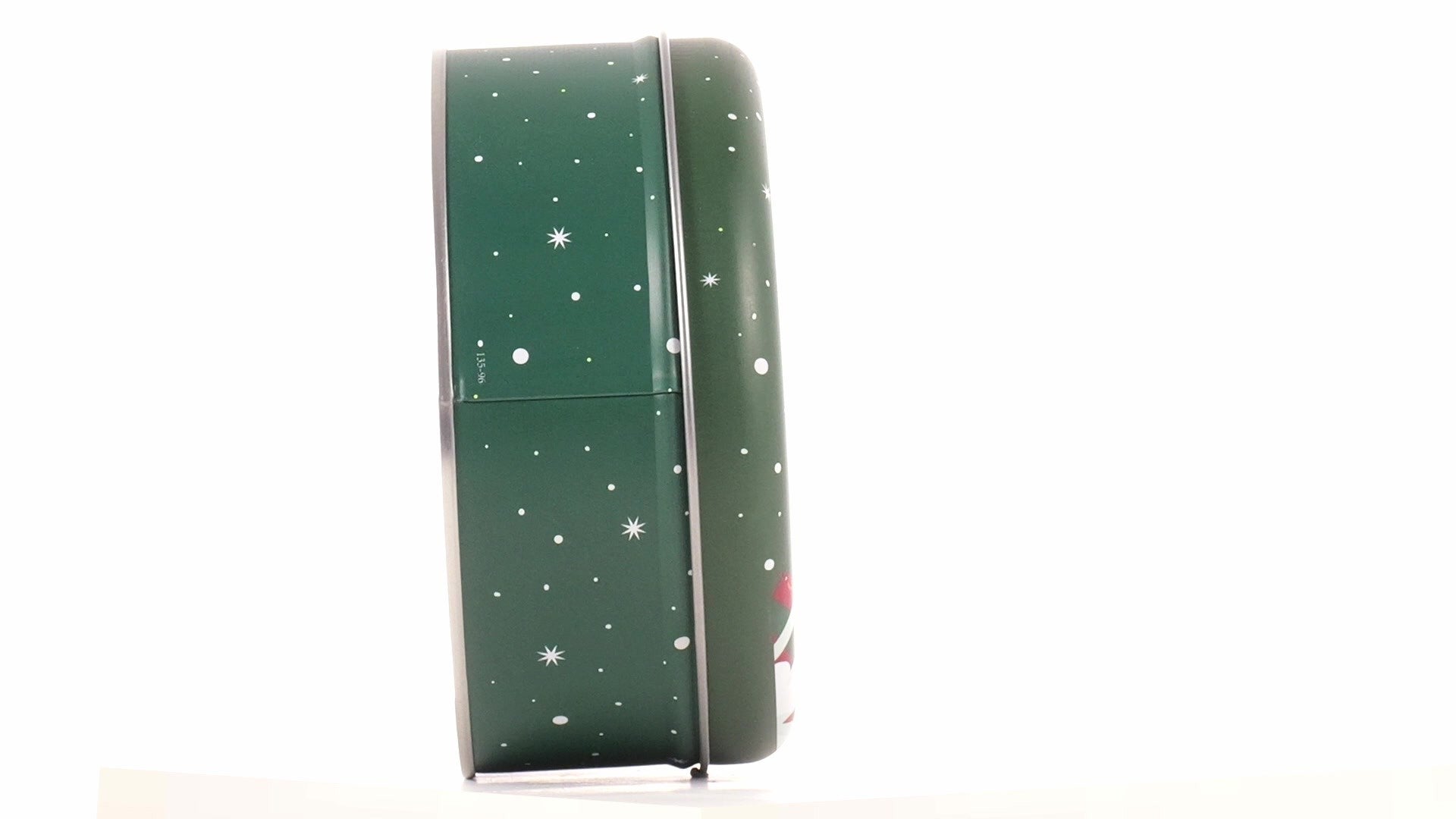 Cutie metalica rotunda verde cu model Mos Craciun XM724624 - Green Print