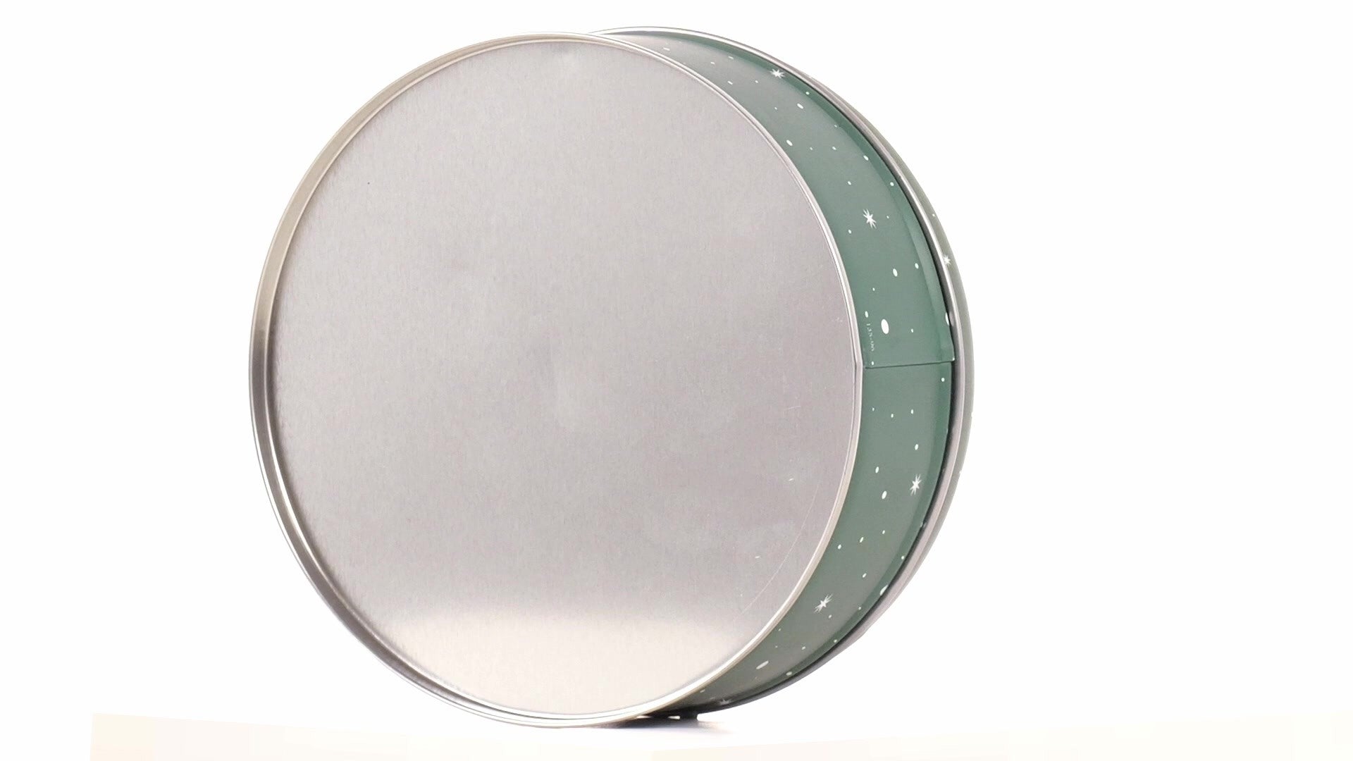 Cutie metalica rotunda verde cu model Mos Craciun XM724624 - Green Print