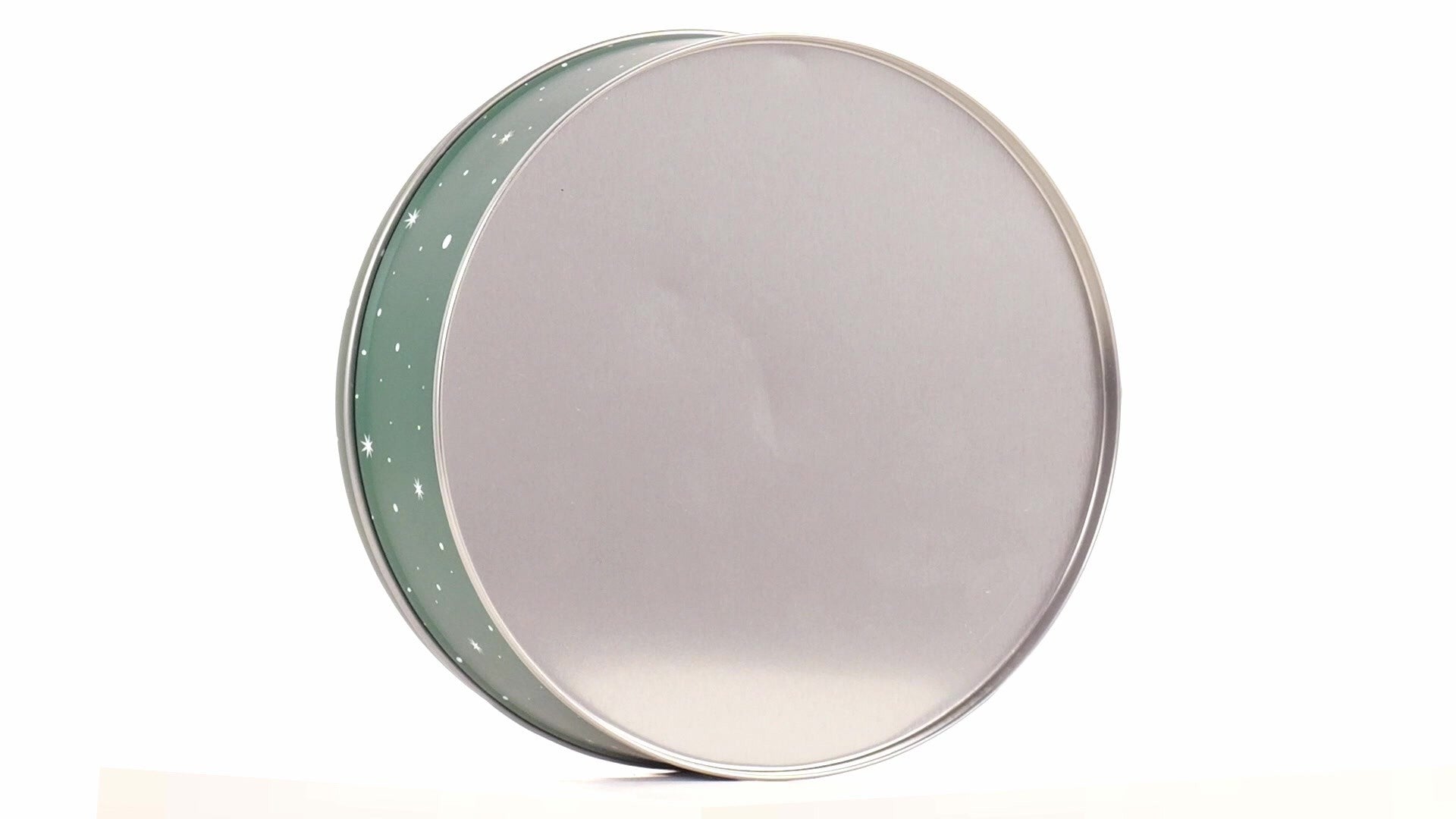 Cutie metalica rotunda verde cu model Mos Craciun XM724624 - Green Print