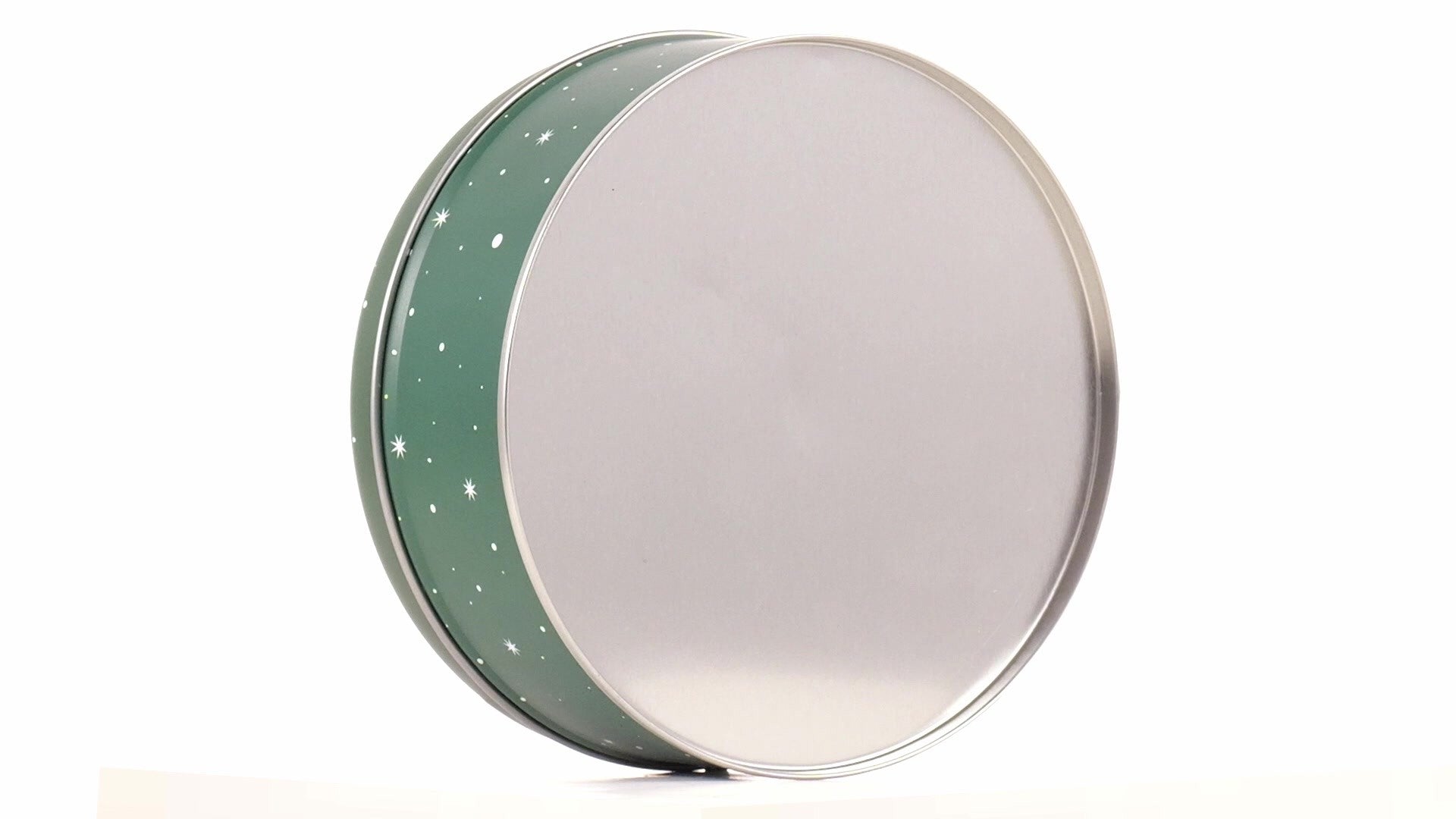 Cutie metalica rotunda verde cu model Mos Craciun XM724624 - Green Print