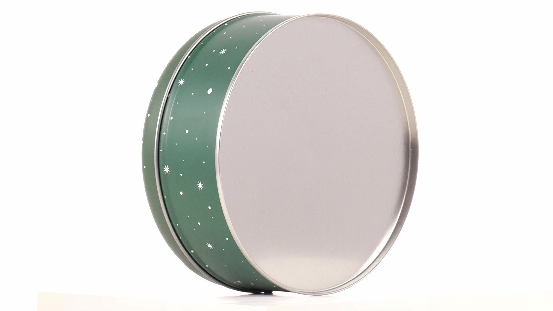 Cutie metalica rotunda verde cu model Mos Craciun XM724624 - Green Print