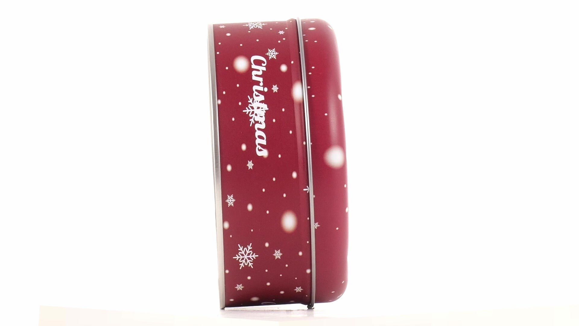 Cutie metalica rotunda rosie cu model ren de Craciun XM724789 - Green Print