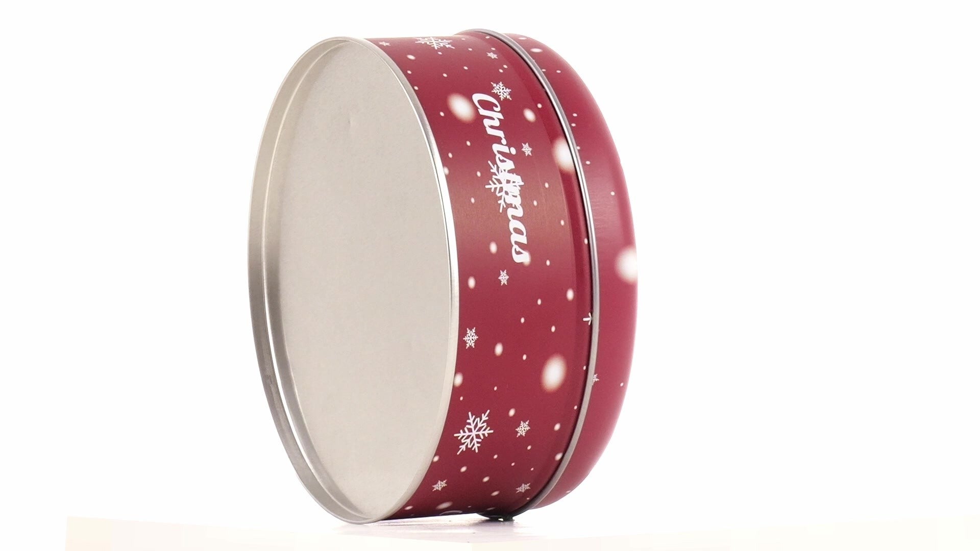 Cutie metalica rotunda rosie cu model ren de Craciun XM724789 - Green Print