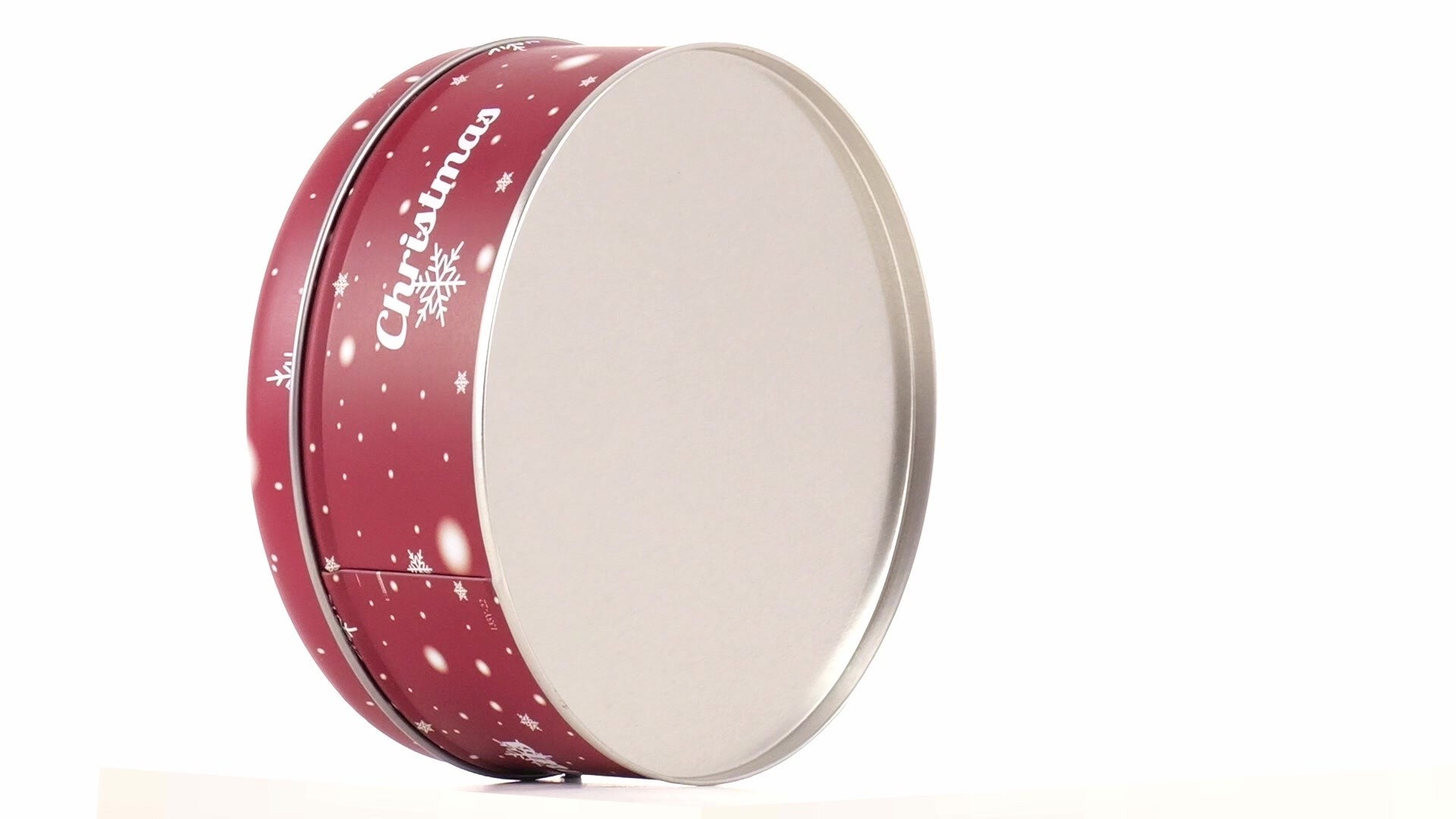 Cutie metalica rotunda rosie cu model ren de Craciun XM724789 - Green Print