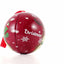 Red metal Christmas tree ornament with reindeer pattern Ø7 cm