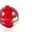 Red metal Christmas tree ornament with reindeer pattern Ø7 cm