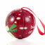 Red metal Christmas tree ornament with reindeer pattern Ø7 cm