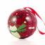 Red metal Christmas tree ornament with reindeer pattern Ø7 cm