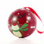 Red metal Christmas tree ornament with reindeer pattern Ø7 cm