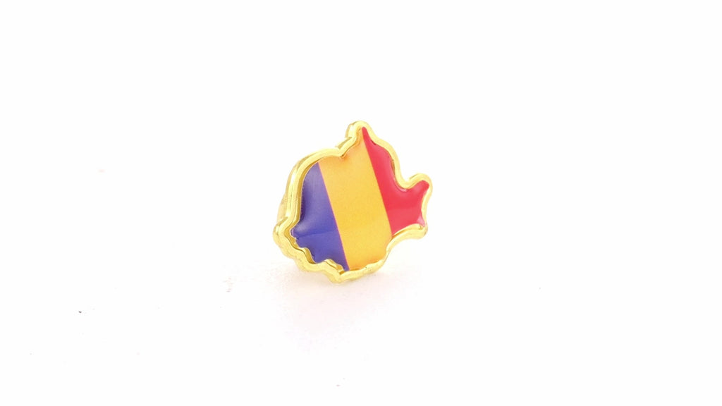Pin metalic auriu tricolor ROMANIA