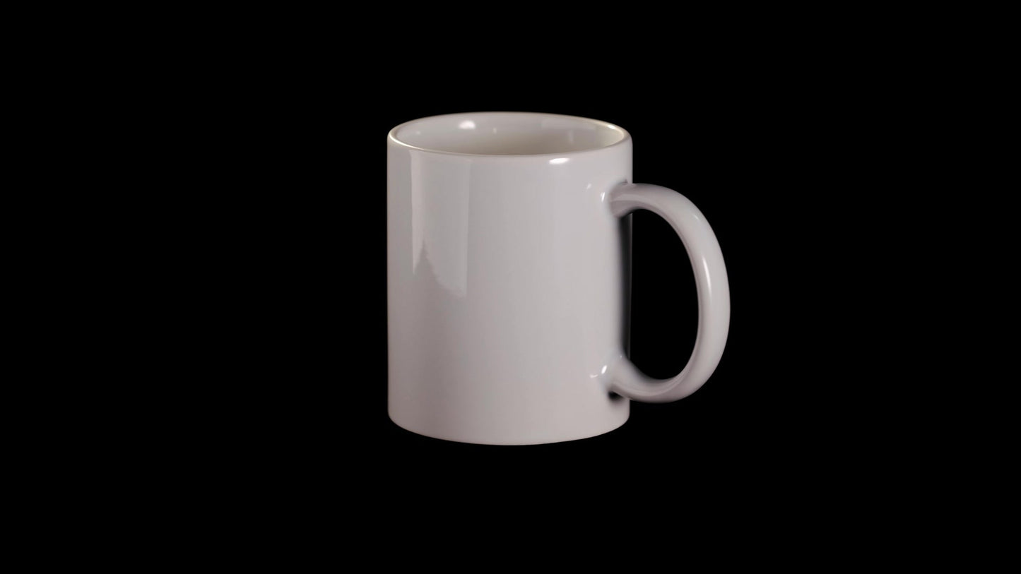 Cana alba maner inima sublimare + cutie individuala