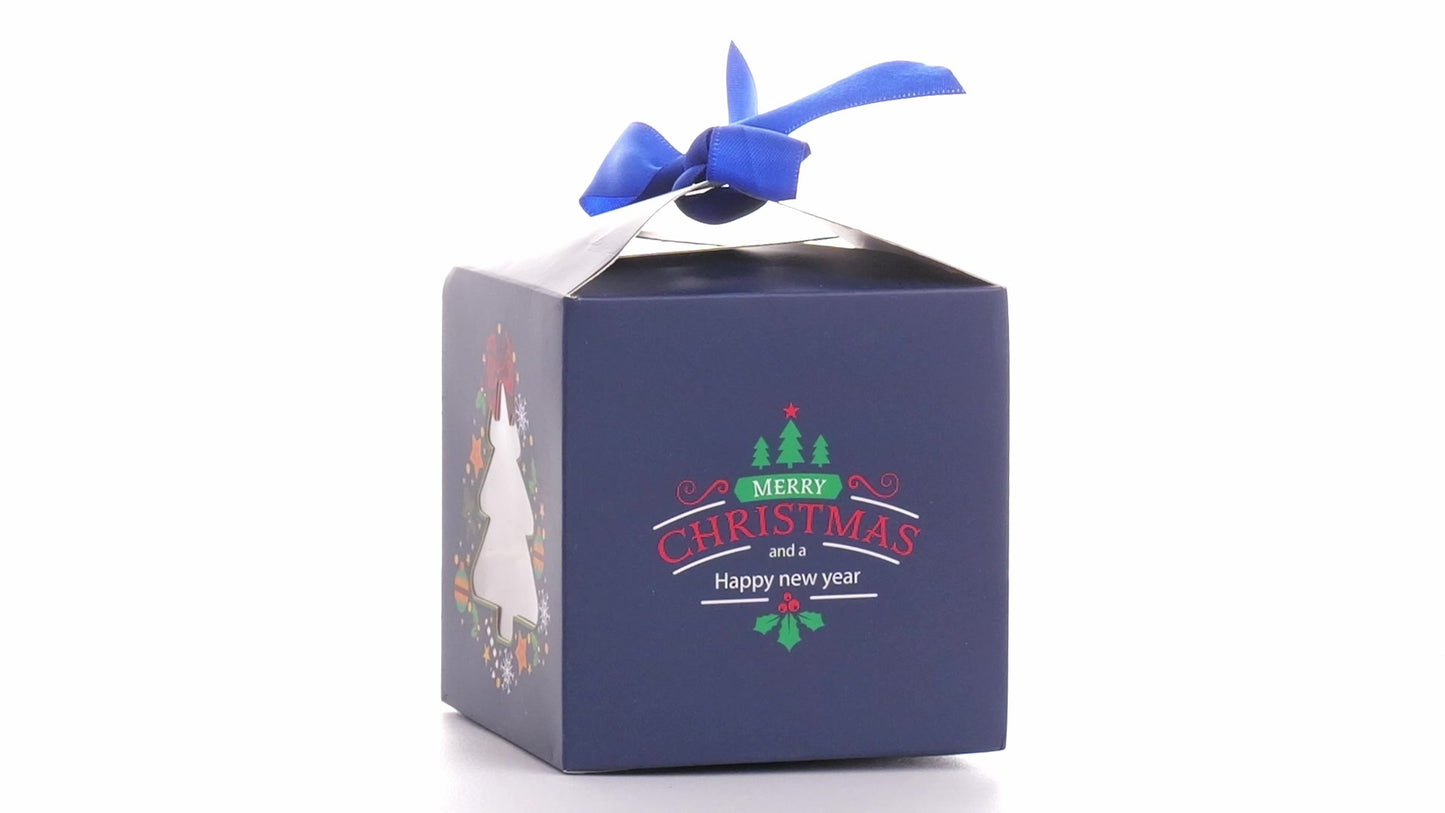 Christmas dog bowls with blue bow