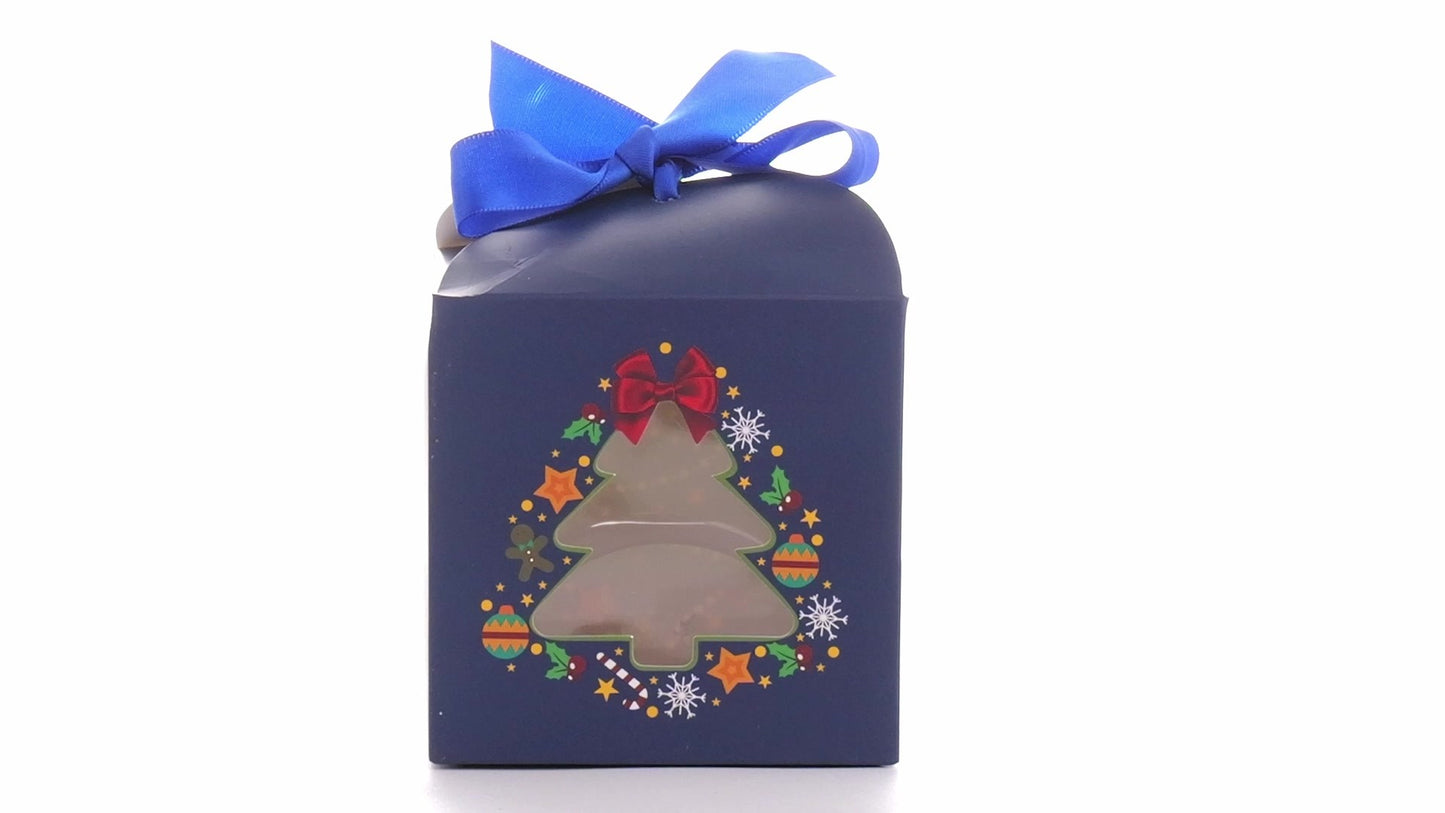 Christmas dog bowls with blue bow