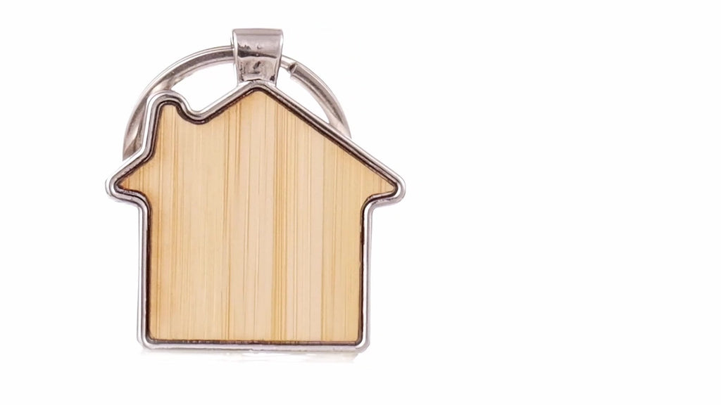 Engraved keychain wooden+metal house