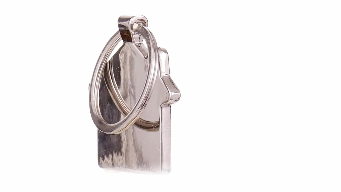 Engraved keychain wooden+metal house