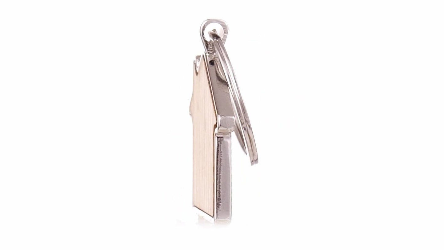 Engraved keychain wooden+metal house
