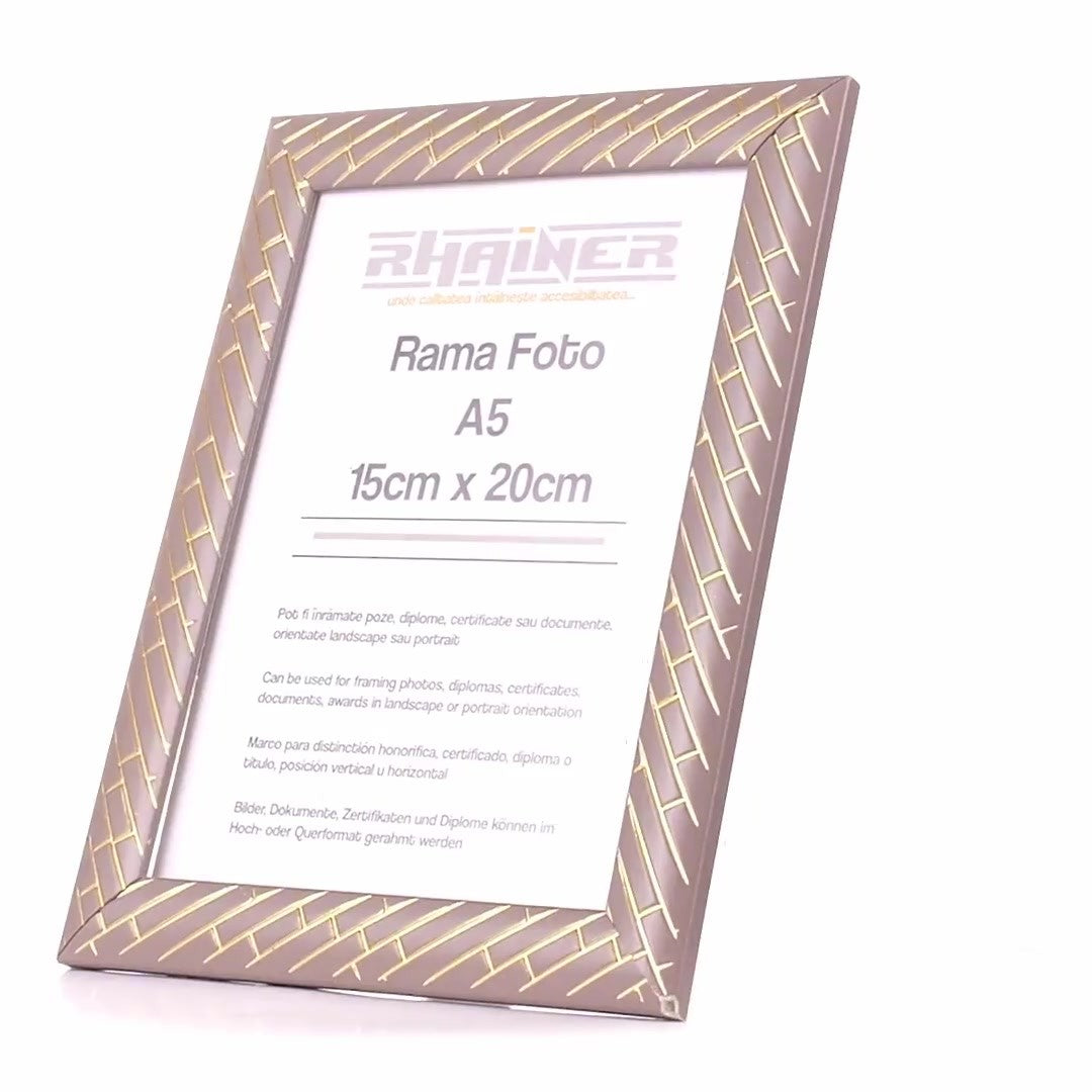 Barrio gray+gold photo frame A5