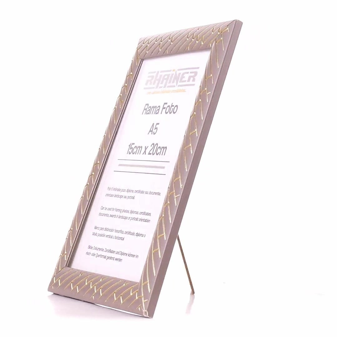 Barrio gray+gold photo frame A5