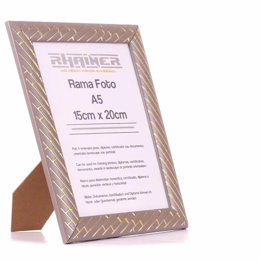 Barrio gray+gold photo frame A5