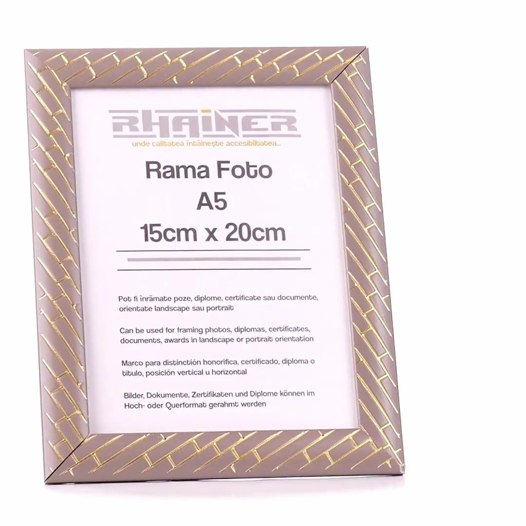 Barrio gray+gold photo frame A5