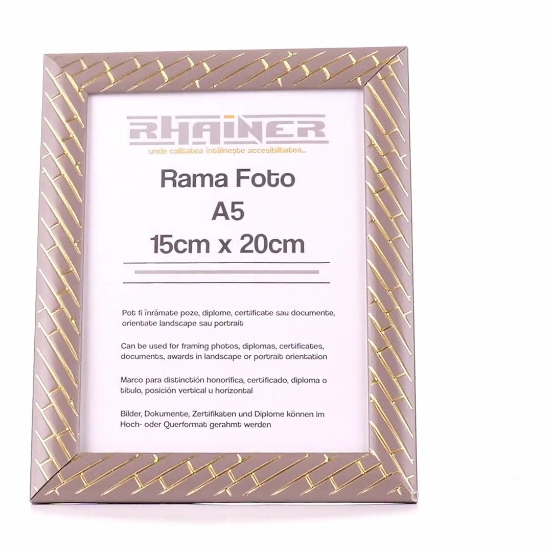 Barrio gray+gold photo frame A5