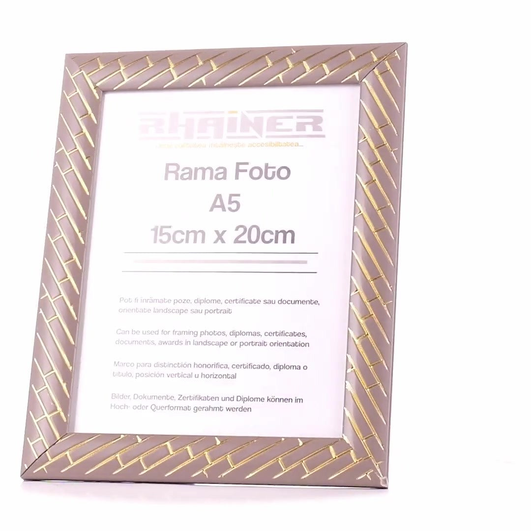 Barrio gray+gold photo frame A5