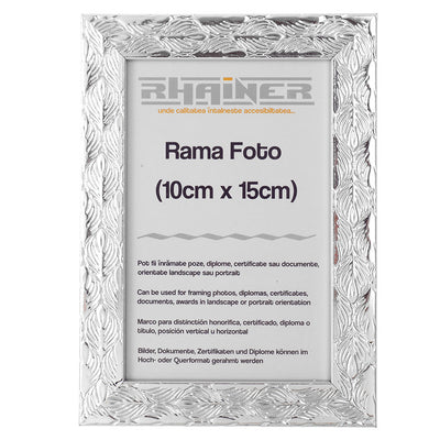 Rama foto Leon argintiu texturat 10x15