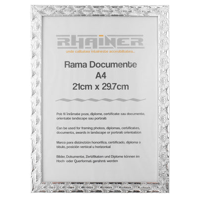 Rama foto Leon argintiu texturat A4
