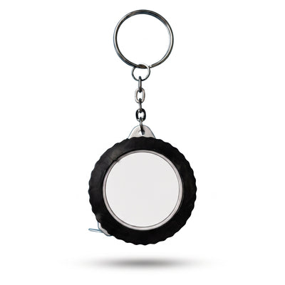 Mini tape measure keychain in the shape of a wheel for Sublimation