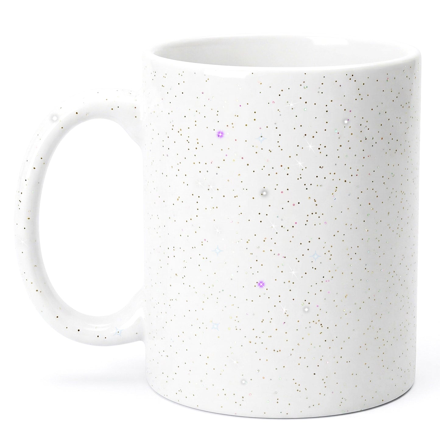 Cana alba sublimare GLITTER + cutie individuala A01601 - Green Print