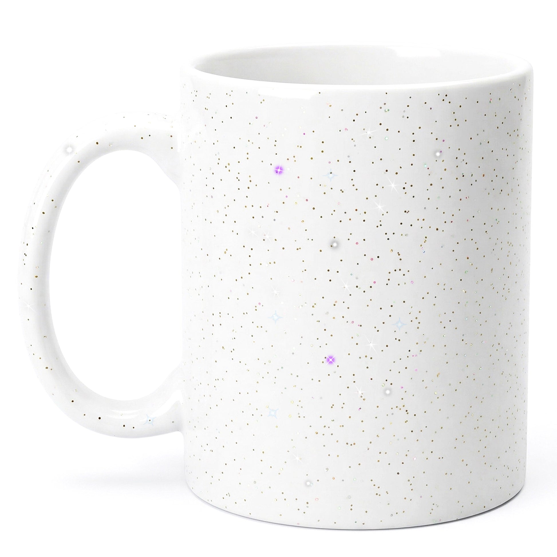 Cana alba sublimare GLITTER + cutie individuala A01601 - Green Print