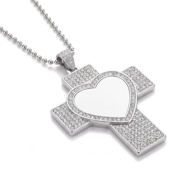 Metal cross necklace with small stones - Sublimation