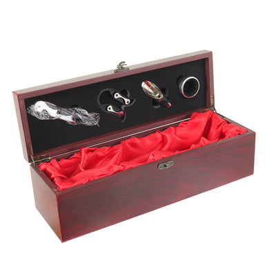 Cutie premium cadou din lemn cu accesorii pentru vin