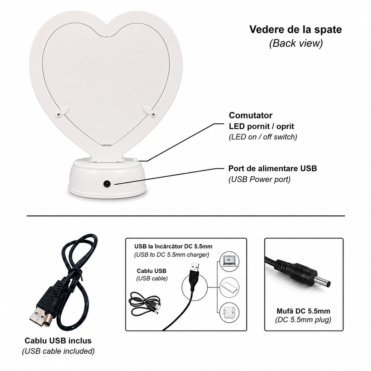 Oglinda magica cu insertie foto si efect INFINITY LED - INIMA MM101211 - Green Print