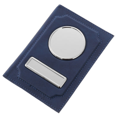 Car document wallet with logo and license plate - navy blue