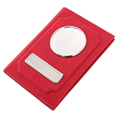 Car document wallet with logo and license plate - red