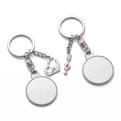 Set of 2 sublimation compatible metal keychains Couple Key to the Heart